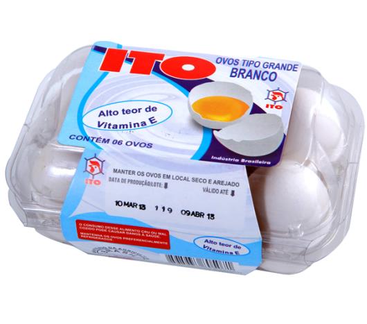 Ovo Ito branco grande ômega 3 vitamina E com 6 unidades - Imagem em destaque