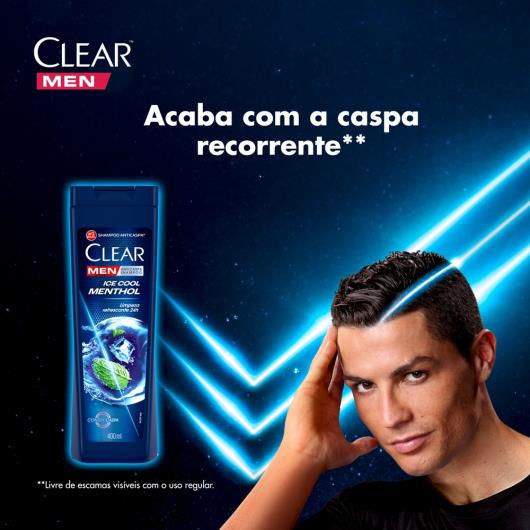 Shampoo Anticaspa Clear Men Ice Cool Menthol 400ml - Imagem em destaque