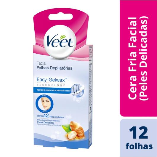 Folhas Depilatórias facial Veet peles delicadas 12 folhas - Imagem em destaque