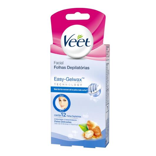 Folhas Depilatórias facial Veet peles delicadas 12 folhas - Imagem em destaque