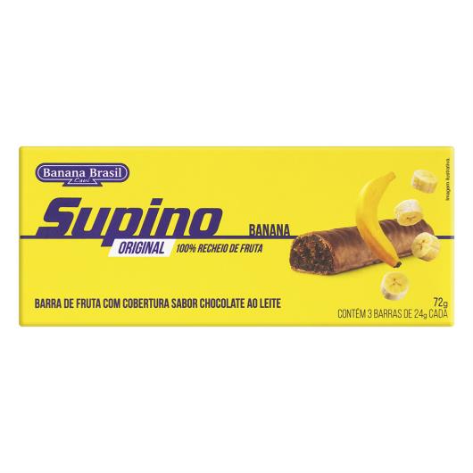 Pack Barra de Frutas Banana Cobertura Chocolate ao Leite Supino Original Caixa 72g 3 Unidades - Imagem em destaque