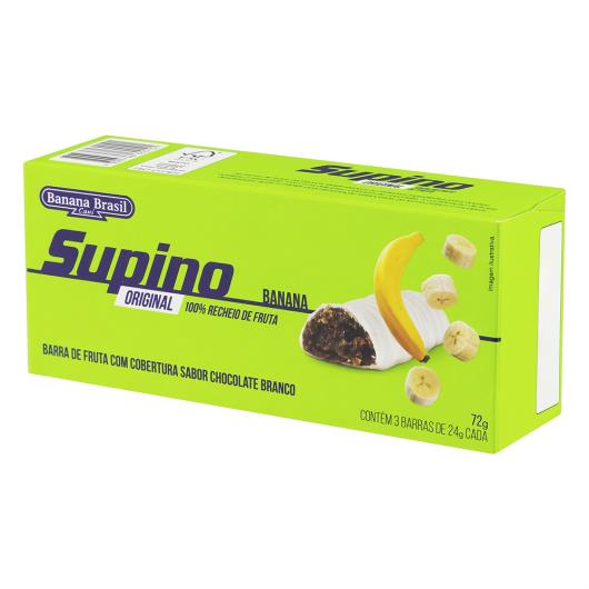 Pack Barra de Frutas Banana Cobertura Chocolate Branco Supino Original Caixa 72g 3 Unidades - Imagem em destaque