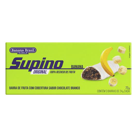 Pack Barra de Frutas Banana Cobertura Chocolate Branco Supino Original Caixa 72g 3 Unidades - Imagem em destaque