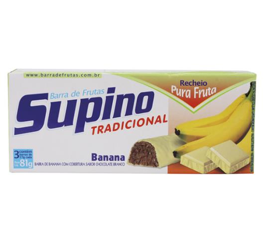 Barra de frutas Supino sabor banana e chocolate branco light 81g - Imagem em destaque