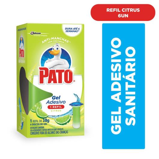 Desodorizador Sanitário Pato Gel Adesivo Refil Citrus 6 unidades - Imagem em destaque