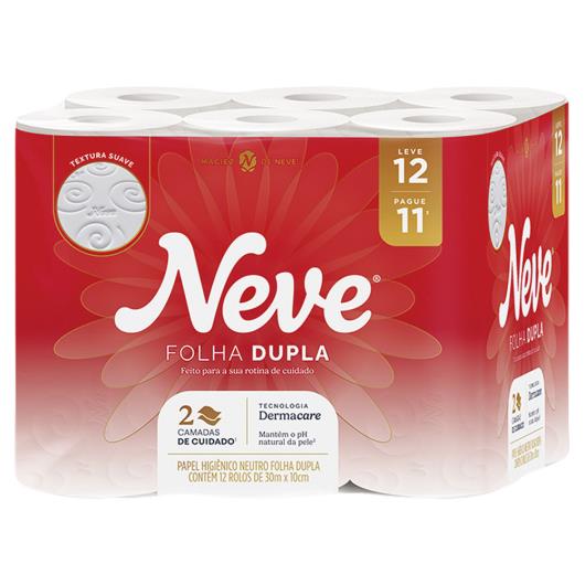 Papel higiênico folha dupla toque de seda 30m Neve leve 12 pague 11 Unidades - Imagem em destaque