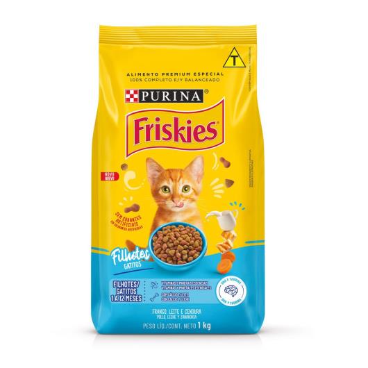 NESTLÉ® PURINA® FRISKIES® Ração Seca para Gatos Filhotes Sabor Frango, Cenoura e Leite 1kg - Imagem em destaque