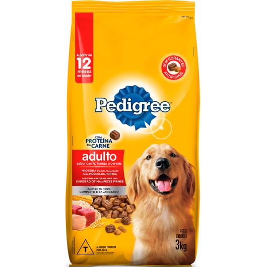 Ração para cães Pedigree adultos sabor carne, frango e cereais 3kg - Imagem em destaque