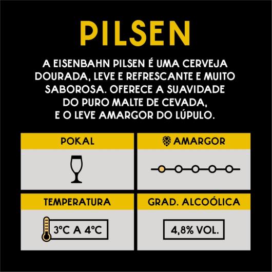 Cerveja Eisenbahn Pilsen Puro Malte Long Neck 355ml - Imagem em destaque