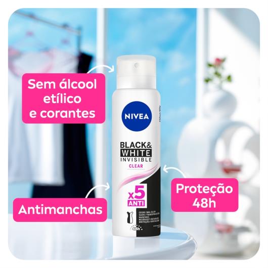 Desodorante Antitranspirante Aerossol Nivea Invisible Black & White Clear 150ml - Imagem em destaque