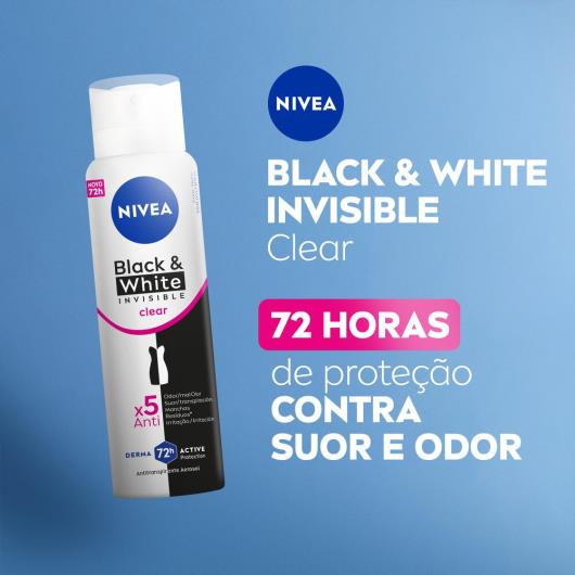 Desodorante Antitranspirante Aerossol Nivea Invisible Black & White Clear 150ml - Imagem em destaque