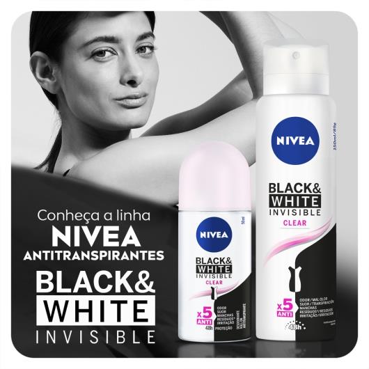 NIVEA Desodorante Antitranspirante Roll On Invisible Black & White Clear 50ml - Imagem em destaque