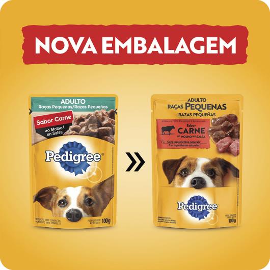 Alimento para Cães Adultos Raças Pequenas Carne ao Molho Pedigree Sachê 100g - Imagem em destaque