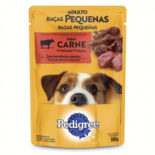 Alimento para Cães Adultos Raças Pequenas Carne ao Molho Pedigree Sachê 100g - Imagem em destaque