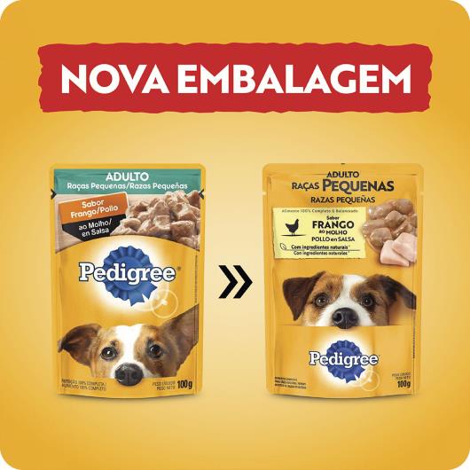 Alimento para Cães Adultos Raças Pequenas Frango ao Molho Pedigree Sachê 100g - Imagem em destaque