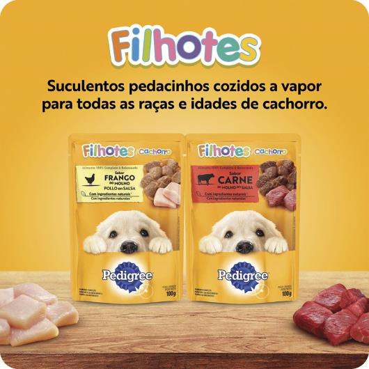 Alimento para Cães Filhotes Frango ao Molho Pedigree Sachê 100g - Imagem em destaque