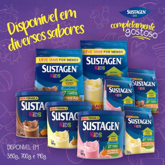 Pó Para Preparo De Bebida Sustagen Kids Morango Sachê 190g - Imagem em destaque