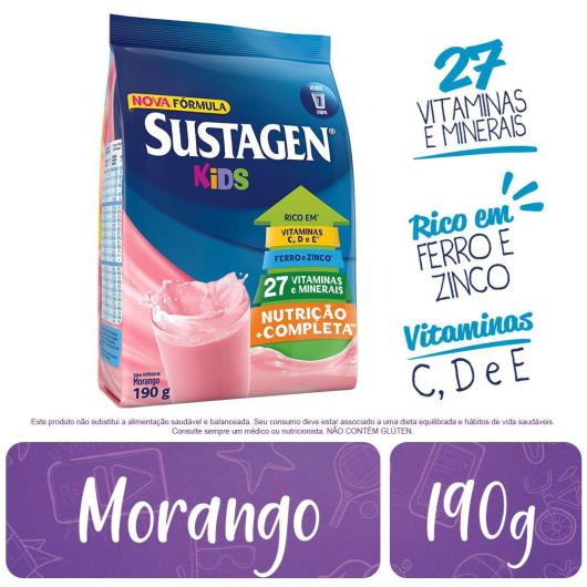 Pó Para Preparo De Bebida Sustagen Kids Morango Sachê 190g - Imagem em destaque