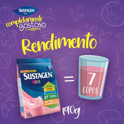 Pó Para Preparo De Bebida Sustagen Kids Morango Sachê 190g - Imagem em destaque