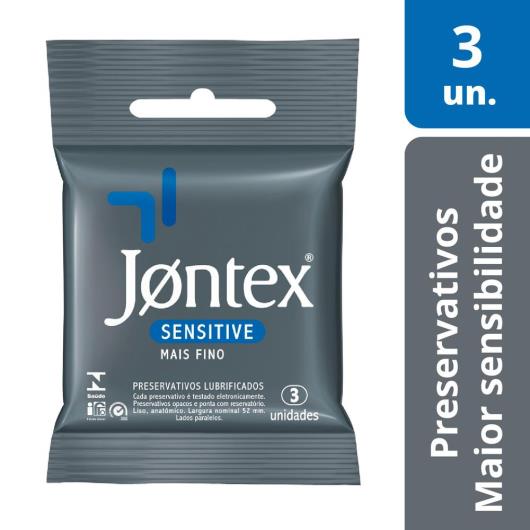 Preservativo Masculino Lubrificado Sensitive Jontex Pacote 3 Unidades - Imagem em destaque