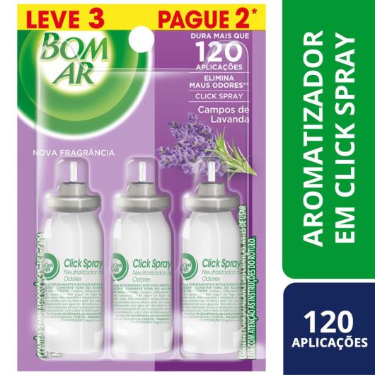 Aromatizador Bom Ar Click Spray Refil Leve 3 Pague 2 Campos de Lavanda - Imagem em destaque