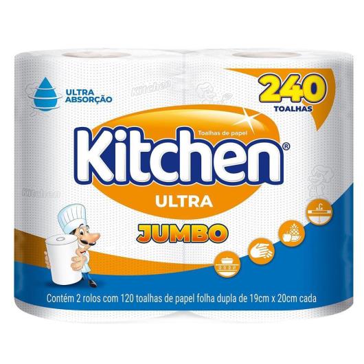 Toalha de Papel Kitchen Jumbo 240 Folhas Tamanho Econômico Pacote - Imagem em destaque