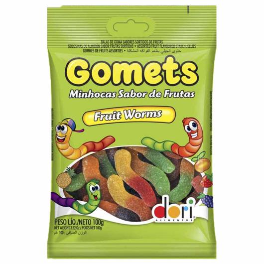 Bala Dori Gomets Minhocas Sabor de Frutas 100g - Imagem em destaque