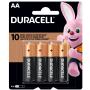 Pilha Duracell Alcalina AA Pequena com 4 unidades 
