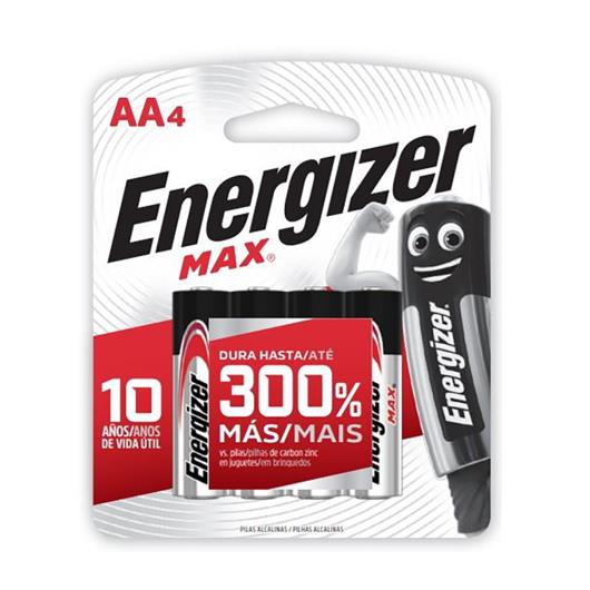 Pilha Energizer alcalina Pequena AA4 com 4 unds - Imagem em destaque