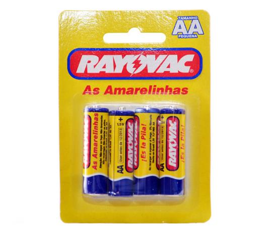 Pilha Rayovac Amarelinhas pequena AA com 4 unidades  - Imagem em destaque