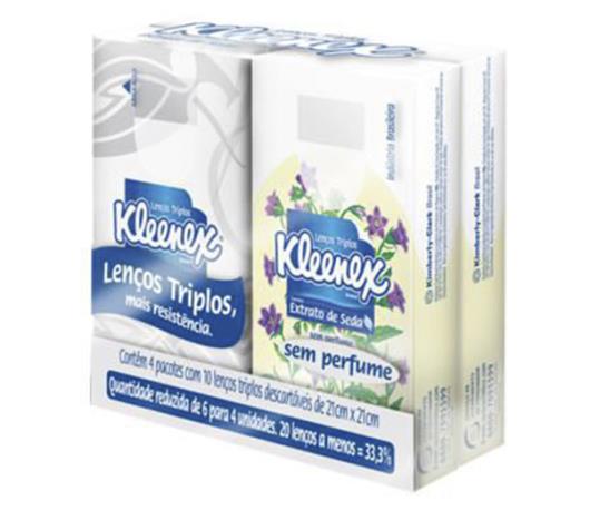 Lenço de papel Kleenex de seda 4X10 unidades - Imagem em destaque