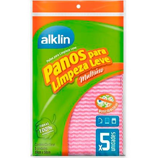 PANO ALKLIN PARA LIMPEZA LEVE ROSA COM 5 UNIDADES - Imagem em destaque
