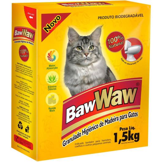 Granulado higiênico de madeira para gatos Baw Waw 1,5kg - Imagem em destaque