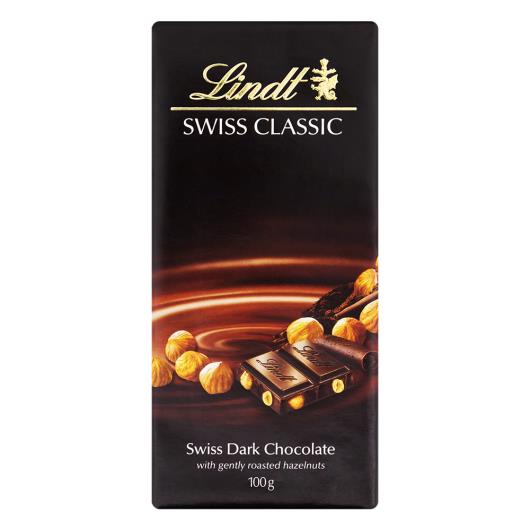 Chocolate Lindt meio amargo swiss classic avelã 100g - Imagem em destaque