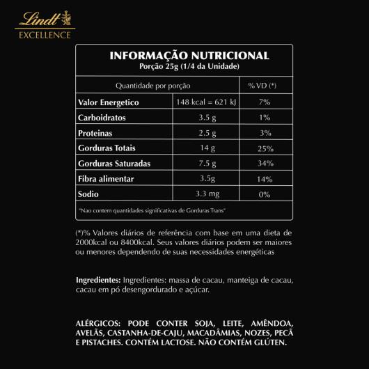 Chocolate Lindt Excellence Tablete 70% Dark 100g - Imagem em destaque