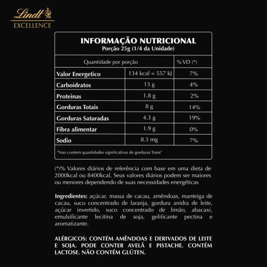 Chocolate Lindt Excellence Tablete Dark Laranja 100g - Imagem em destaque