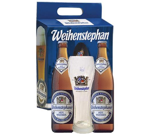 Kit com 2 cervejas Weihenstephaner Hefe Weissbier 500ml + 1 Taça - Imagem em destaque