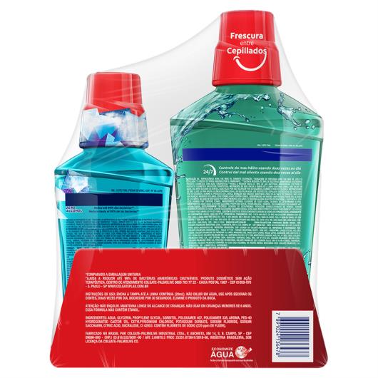 Kit Enxaguante Bucal Anticárie Zero Álcool Fresh Mint Leve 500ml Pague 350ml + Cold Mint Ice Fusion 250ml Colgate Plax - Imagem em destaque