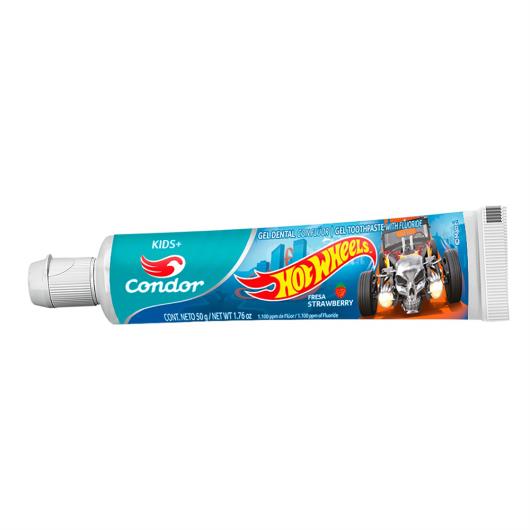 Gel Dental Infantil com Flúor Morango Hot Wheels Condor Kids+ Caixa 50g - Imagem em destaque