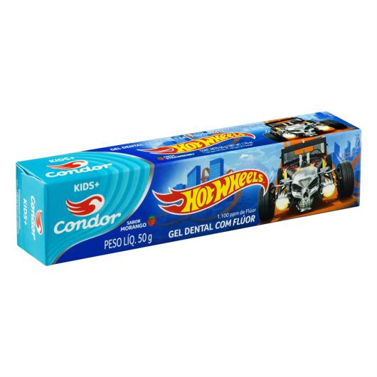 Gel Dental Infantil com Flúor Morango Hot Wheels Condor Kids+ Caixa 50g - Imagem em destaque