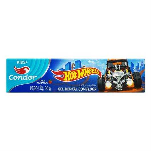 Gel Dental Infantil com Flúor Morango Hot Wheels Condor Kids+ Caixa 50g - Imagem em destaque