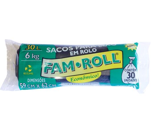Saco de Lixo Fam Roll Preto 30L - Imagem em destaque