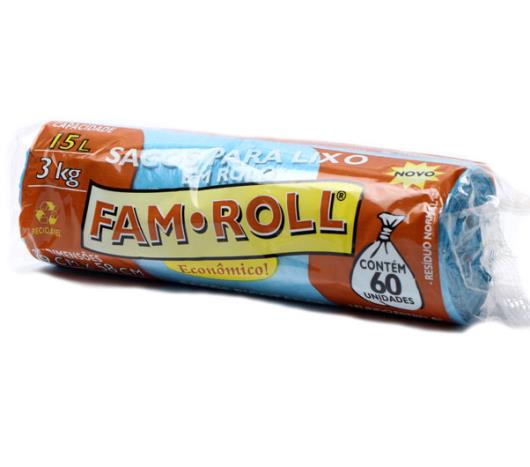 Saco para lixo Fam Roll azul 15L 60 unidades - Imagem em destaque