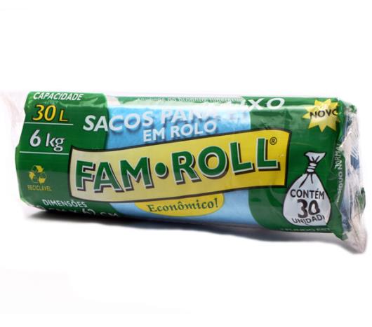 Saco Lixo Fam Roll Azul 30 Litros - Imagem em destaque