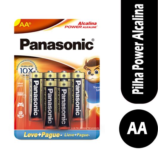 Pilha Panasonic Alcalina Power AA Leve 6 Pague 5 - Imagem em destaque