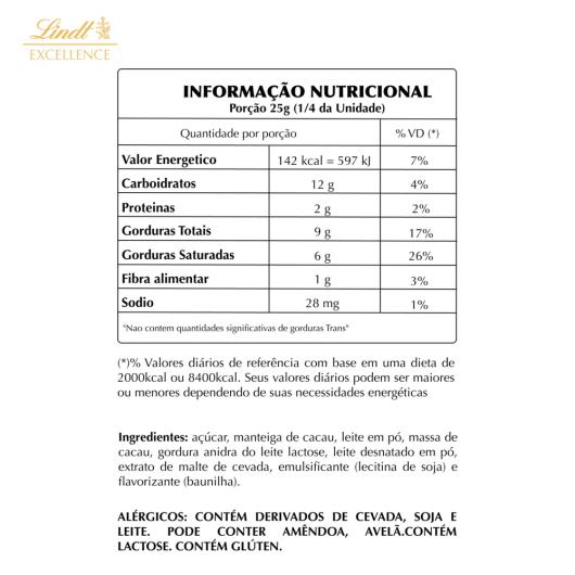 Chocolate Lindt Excellence Tablete Extra Cremoso ao Leite 100g - Imagem em destaque