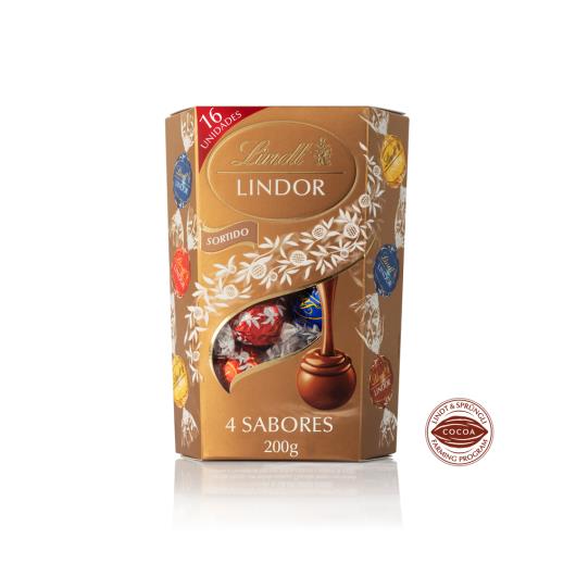 Caixa de Bombons Sortidos Lindt Lindor Cornet 16 unidades 200g - Imagem em destaque