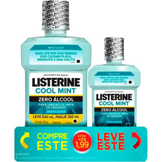 Antisséptico Listerine Cool Mint 500ml + antisséptico Listerine 250ml - Imagem em destaque