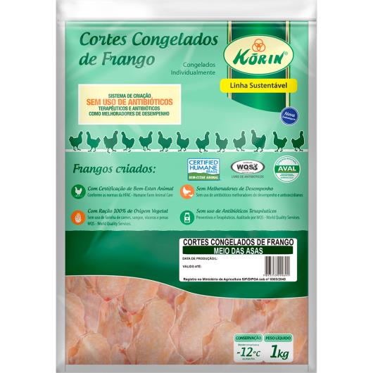 Corte Frango Korin Meio das Asas Congelado 1kg - Imagem em destaque