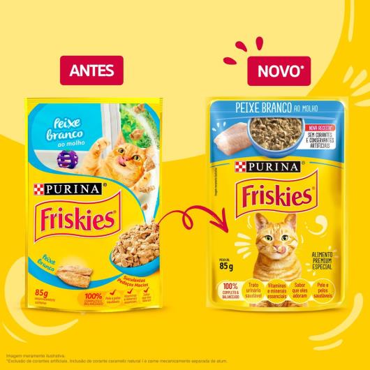 Ração Úmida FRISKIES Gatos Adultos Peixe Branco ao molho 85g - Imagem em destaque